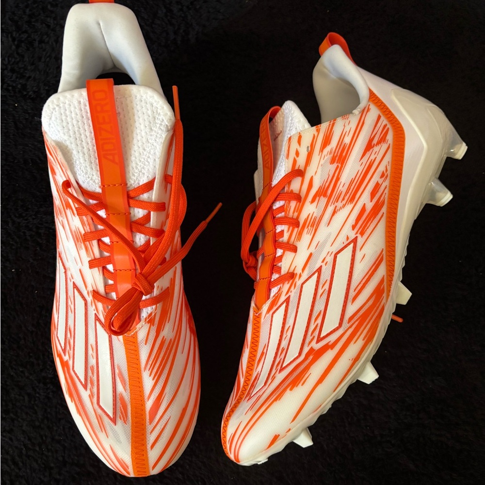 Adidas Adizero White/Orange Football Cleats Size 12.5
